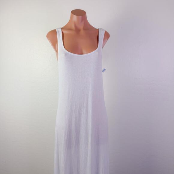 Becca Mykonos Semisheer Ribbed Beach Cover Up Tank Maxi Dress White Size L NWT - Picture 2 of 10